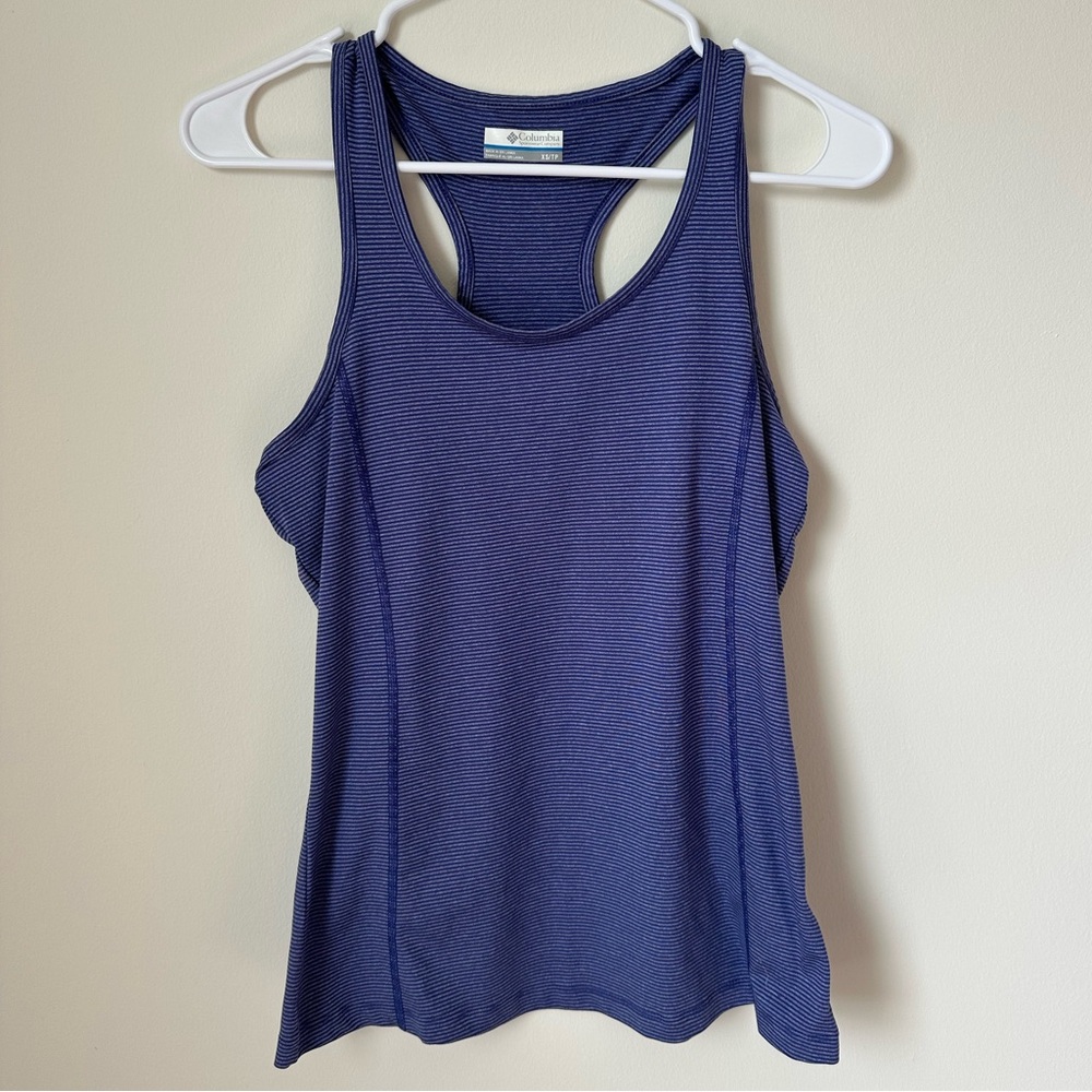 Blue Striped Columbia Racerback Tank Top | Columbia Striped Workout Top | XS